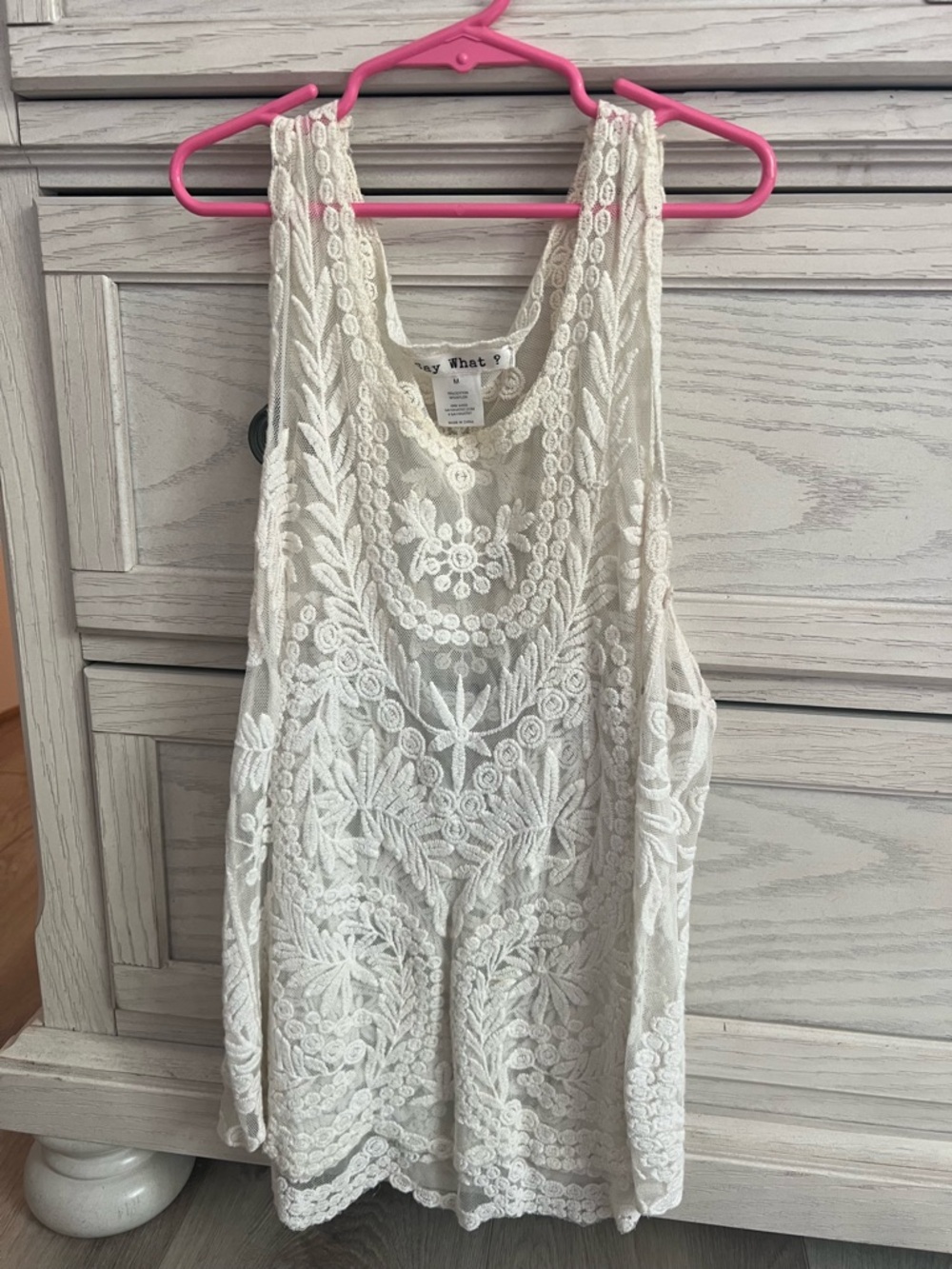 Transparent Ivory Lace Crochet Tank Top